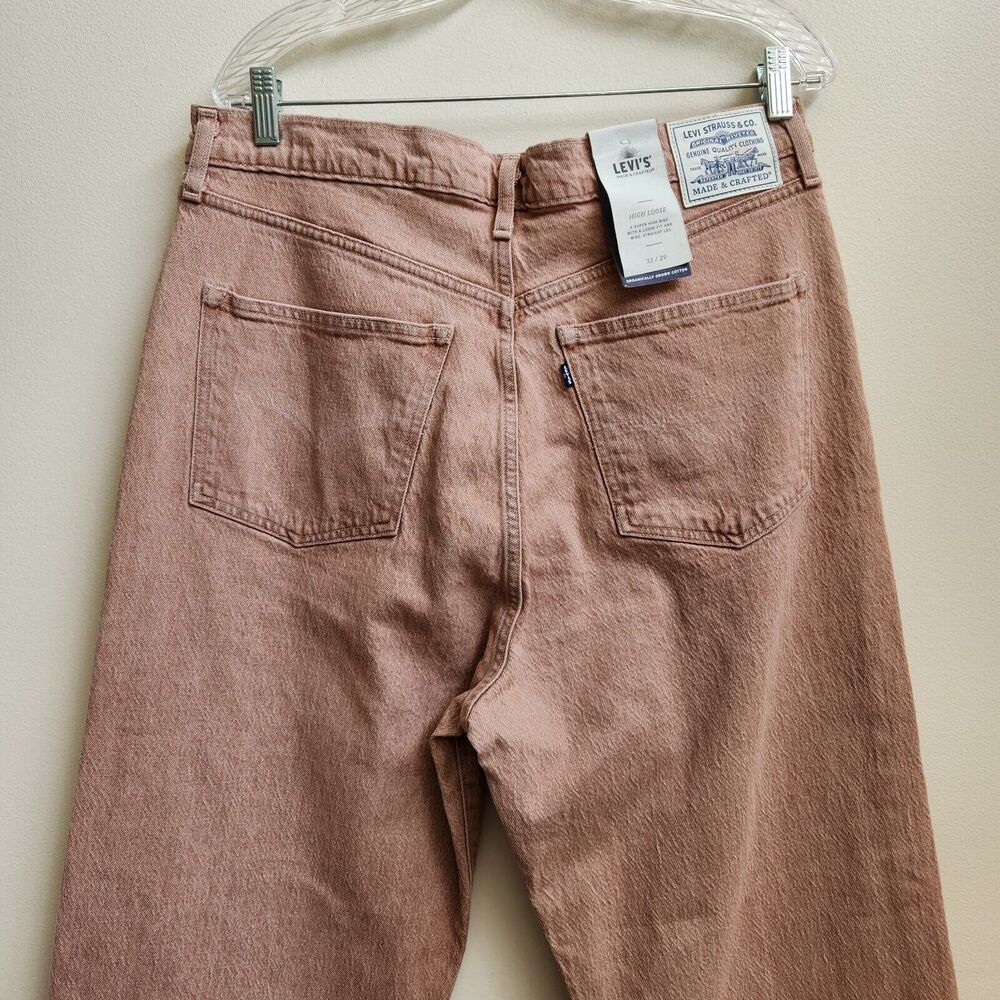 Levis Jean Women Size 33X29 Premium High Loose Wide Straight Leg High Rise Beige - Picture 5 of 16